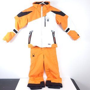 Spyder Boys Snowsuit Bib Pant Jacket Orange